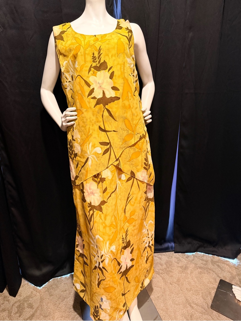 Emerald Fashion Yellow Floral Maxi shirt and skirt